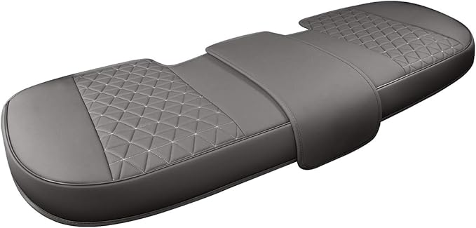 Black Panther Luxury PU Leather Rear Car Seat Cover Adjustable Length (49-55'') Back Bench Seat Protector Fits 90% Standard Two-seat Rear Row, for Seat Bottom Only, Triangle Quilted Design, Gray by Black+Panther