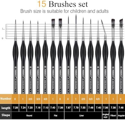 PANDAFLY Detail Paint Brushes Set for Fine Detailing & Art Painting, 15pcs - Image 3