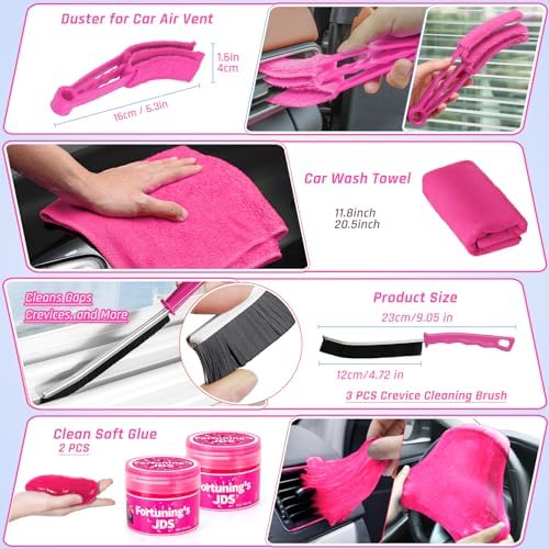 38PCS Car Detailing Kit Interior Cleaner with High Power Handheld Vacuum, Car Wash kit with Detailing Brush Set,Car Interior Detailing Kit,,Pink Car Accessories for Motorcycle,Cars,Gift for Women - Image 6