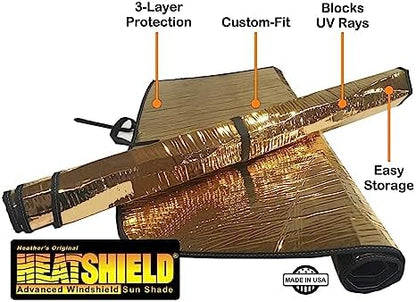 HeatShield, The Original Windshield Sun Shade, Custom-Fit for Toyota 4Runner SUV w/Rear View Mirror Cutout 1996, 1997, 1998, 1999, 2000, 2001, 2002 Gold Series - Image 4