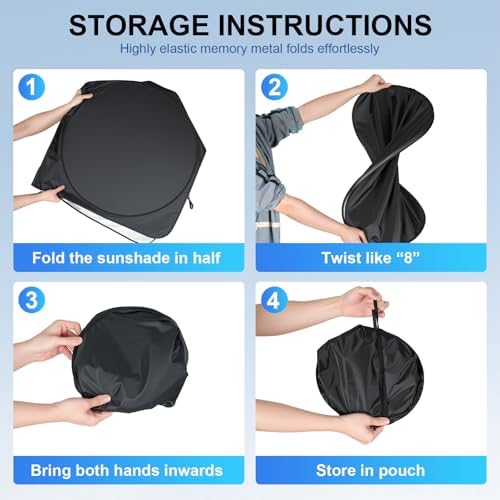 JUSTTOP 300T Double-Layer Design Universal Car Windshield Sun Shade, Foldable Reflective for Windshield & Window Shades, Car Interior Accessories (69" L x 35" W) - Image 5
