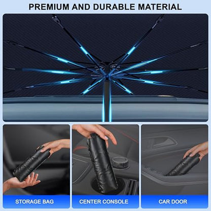 EcoNour Car Umbrella Windshield Sun Shade, Universal Fit Foldable Car & Truck Sun Shade | Double Layer Windshield Cover for SUV, Sedan & Truck | Sun Shade Cover for Front Baby Window Shades - 57"x30" - Image 6