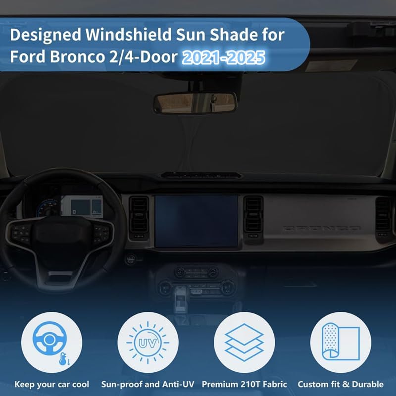 Windshield Sun Shade Sun Visor Accessories for Ford Bronco 2025-2021 - Image 3