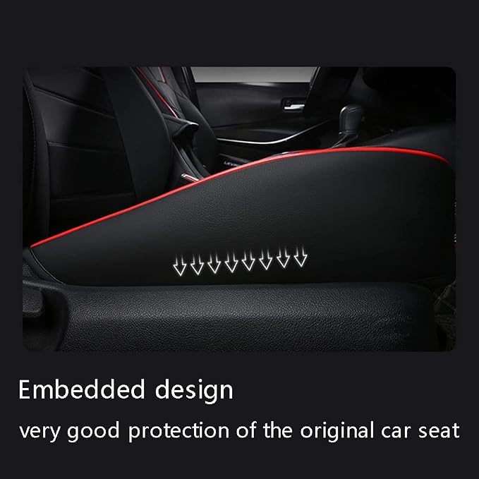 CocheFamilia Custom Fit Corolla Car Seat Covers for Select 2019 2020 2021 2022 2023 2024 2025 Toyota Corolla Hatchback SE, XSE, Nightshade - Full Set,Leather (Black with red Trim) - Image 4