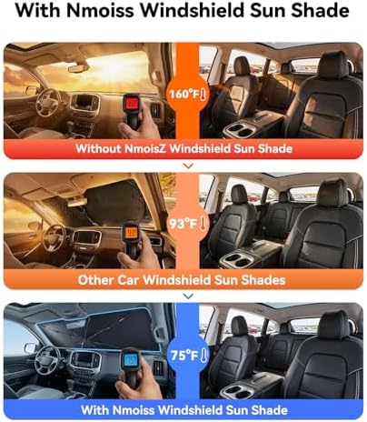 Nmoiss Windshield Sun Shade Umbrella Fit for Colorado 2015-2026 Accessories, [Vinyl Coating Heat Shield] Protect Car from Sun Rays & Heat Damage Keep Cool and Protect Interior - Image 2