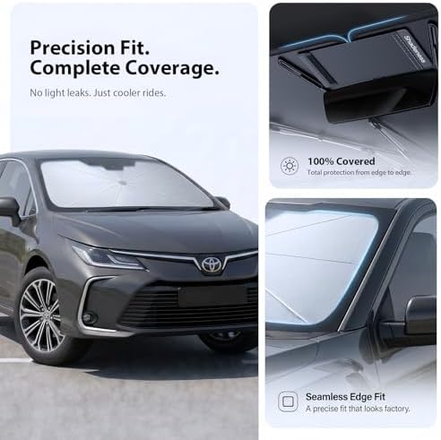 2026 Upgraded Windshield Sun Shade Umbrella for Toyota Camry [Precision Custom Fit, Superior UV & Heat Block] Cooling Tech Fabric, Durable Foldable with Storage Bag, Fits 2000-2026 - Image 6