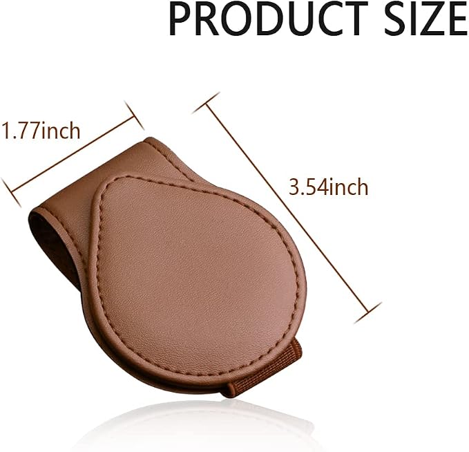 OFBAND Magnetic Sunglass Holder for Visor, PU Leather Car Organizer - Universal Accessory (Brown) - Image 2