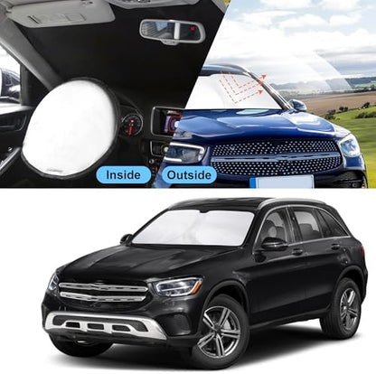 TINGLU Sun Shade for Mercedes Benz GLC 2016-2022 Accessories Windshield Sun Shade Window Shade UV Rays Protection Sun Visor Cover with Steering Wheel Sunshade Storage Bag - Image 6