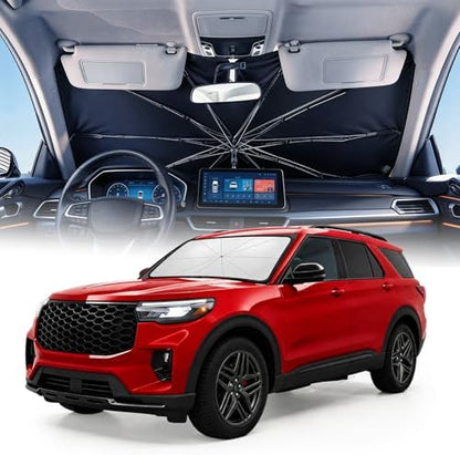 Weektic Custom Windshield Sun Shade Umbrella for Ford Explorer 2011-2026, [Double Thickened Ice Crystal Coating] Sun & Heat Protection, Keep Vehicle Cool & Protect Interior by Weektic