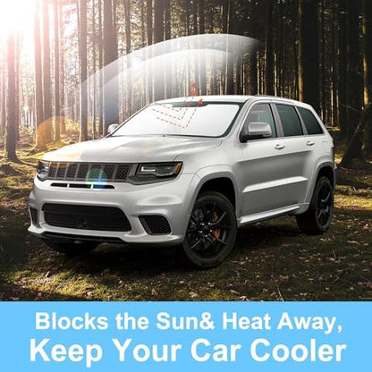 TINGLU Sun Shade for Jeep Grand Cherokee 2011-2021(NOT for Grand Cherokee L&Jeep Cherokee) Accessories Windshield Sun Shade Window Shade UV Rays Protection Sun Visor Cover - Image 5