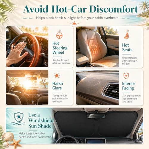 Cadillac ATS CT6 CTS XT5 XTS Windshield Sun Shade, Custom Fit Foldable Front Window Sunshade Visor, UV and Heat Blocking Interior Protector, Fits 2003–2025 Models - Image 4