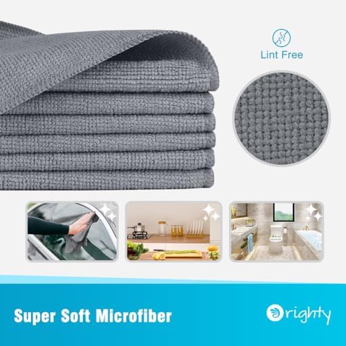 Orighty Microfiber Cleaning Cloth, Cleaning Rags, 12 Pack, 12x11 in, Grey - Image 2