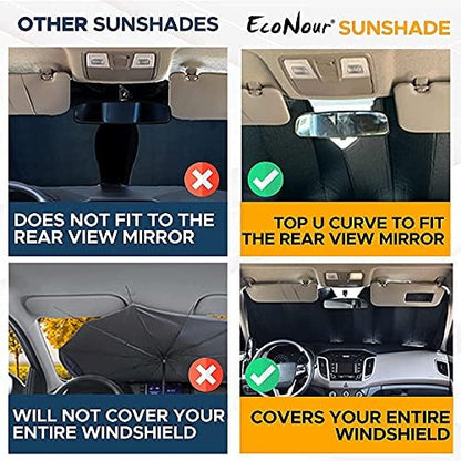 EcoNour Accordion Windshield Sun Shade for Jeep Wrangler | Car Shade Front Windshield Designed for Jeep Wrangler| Dashboard Sun Visor for UV and Heat | XS 53 x 17 inches - Image 7