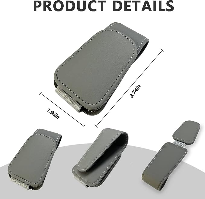 Sunglass Holder for Car, Magnetic Leather Eyeglass Hanger Clip for Car Sun Visor, Sunglasses Holder and Ticket Card Clip for Car Visor Accessories (1Pack Gray) - Image 7