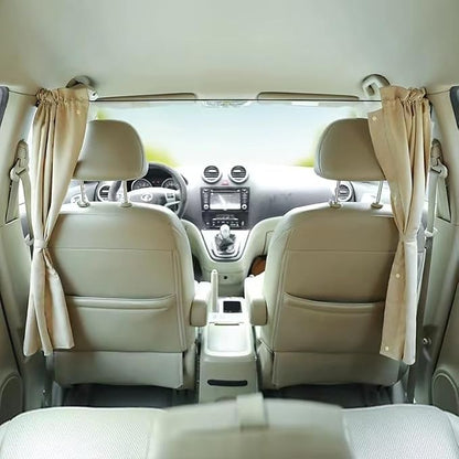 Car Divider Privacy Curtain, Blackout Suede Sun Shade Cover Front & Rear Seat Partition Space Divider Auto Van Truck Interior Accessories for Family Camping Baby Sleeping (Beige, Large) - Image 6