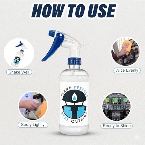 Plane Perfect Eyes Outside Windshield Cleaner - Aviation & Multi Surface Glass, Plastic, Plexiglass - Streak Free, Non Abrasive, Reduces Fog, UV Safe for Airplanes, Cars, Boats & LCD Screens | 16 Oz - Image 5