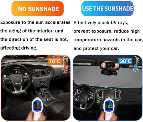 Front Windshield Sun Shade Fit for Dodge Charger Challenger Durango Journey Universal Fit to All Dodge Cars Foldable Sun Visor Protector Custom Fit Dodge Window Sunhade (Black) - Image 5