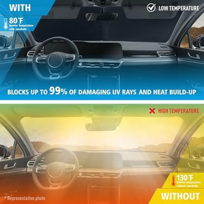 CLIM ART Windshield Sun Shade for Tesla Y 2020-2026, Custom-Fit Foldable Car Sunshade, Vehicle Sun Protector, Front Auto Windshield Cover, Car Accessories - WS8004 - Image 2