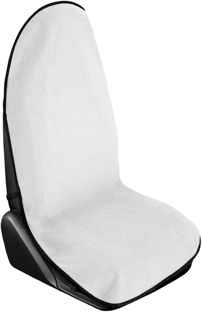 DXNQ Waterproof Car Towel Seat Cover, Sweating Non-Slip Premium Towel Carseat Cover Protector, Universal Soft Machine Washable Car Truck SUV Front Seat Cover for Gym Workout Beach Hiking (White) by DXNQ
