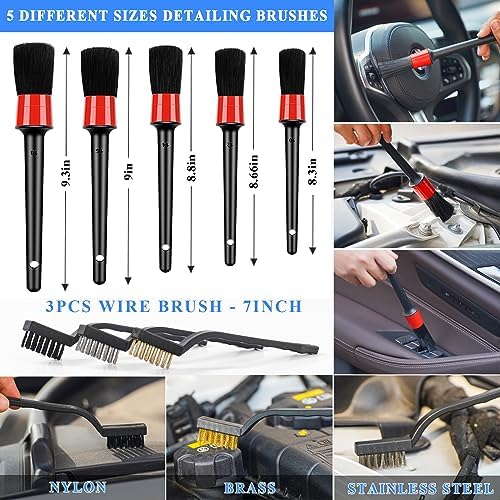 34Pcs Car Detailing Brush Set, Car Detailing Kit, Auto Detailing Drill Brush Set, Car Detailing Brushes, Car Wash Cleaning Tools Kit for Interior, Exterior, Wheels, Blue - Image 6