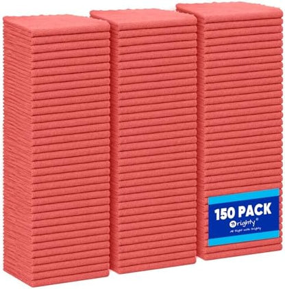 Orighty Microfiber Cleaning Cloth Bulk, 150 Pack Shop Towels 12x12 in, Red by AllRightinOrighty