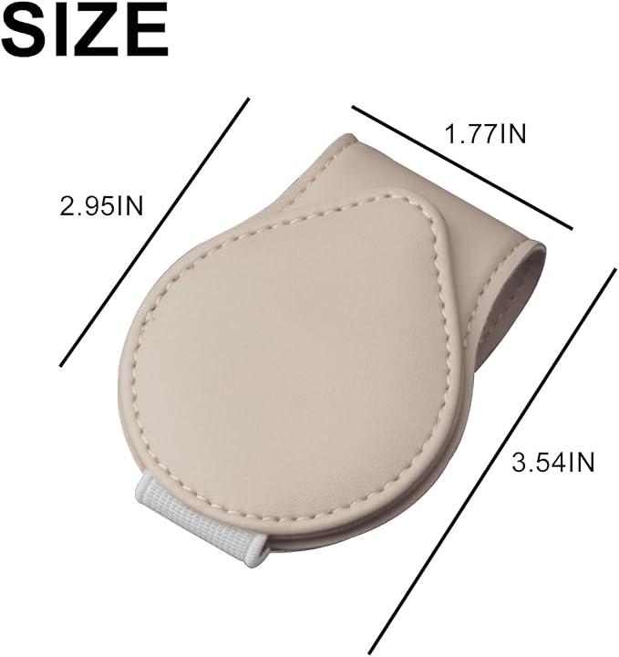 Mandark 2PCS Magnetic Sunglass Holder for Car Visor, Leather Vehicle Eyeglass Hanger Clip, Automotive Interior Ticket Card Glasses Organizer Clamp Accessories, Universal Fit (Beige) - Image 2