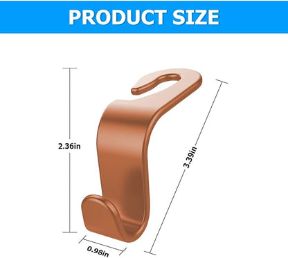 8sanlione 4 Pack Backseat Headrest Hooks for Vehicle Seats, Brown | PP plastic construction, rotating clip design, folds behind the seat, fits matching headrest posts, interior accessory - Image 2
