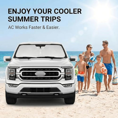 Windshield Sun Shade for Ford F150 2015-2024 2025 2026 Front Window Shade Custom Fit F-150 F150 F250 F350 F450 Accessories Sun Visor Foldable Shade Blocks UV Rays Summer Must Have Car Accessories - Image 4