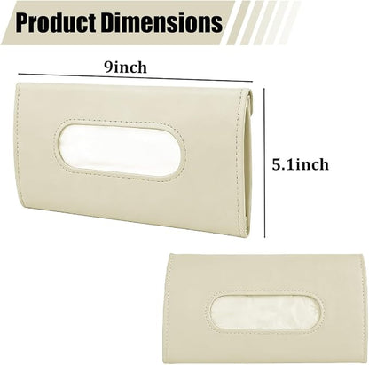 Car Visor Tissue Holder, Vehicle Sun Visor Backseat Napkin Case Mount with Tissues Refill, Automotive Interior Disposable Masks Holder, Universal for SUV Automobile Truck (Beige) - Image 2