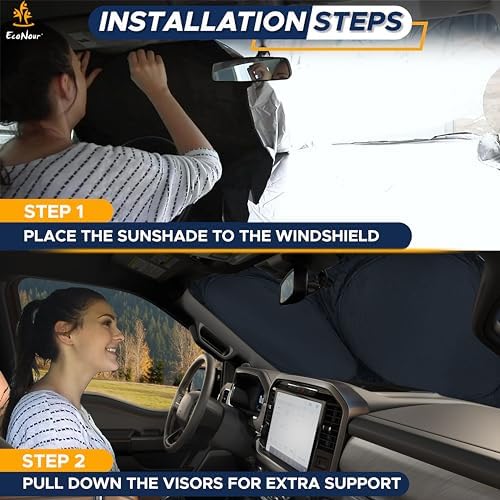 EcoNour Truck Windshield Sun Shade, Sun Shield Protects Dashboard and Seats - Image 6