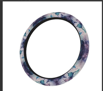 Purple FlowerSteering Wheel Cover Neoprene Material Most Cars Men&Women Universal 15 inch Premium Non-Slip Spring Steering Wheel Protector Floral Cute Car Accessories - Image 2
