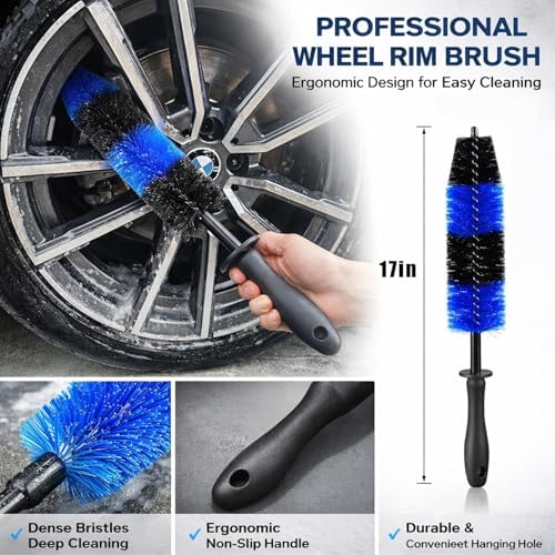 36Pcs Car Detailing Kit, Car Detailing Brush Set, Car Wash Cleaning Kit, Car Detailing Brushes, Professional Car Care Kit for Interior Exterior Wheels, Blue - Image 5
