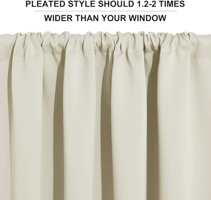 RYB HOME Short Privacy Curtains 30 inch Long for Bathroom Window | Thermal Insulated, Heat Blocking, Rod Pocket, Half Window Curtain Tiers for Nursery Bedroom, W42 x L30, Beige, 2 Panels - Image 6