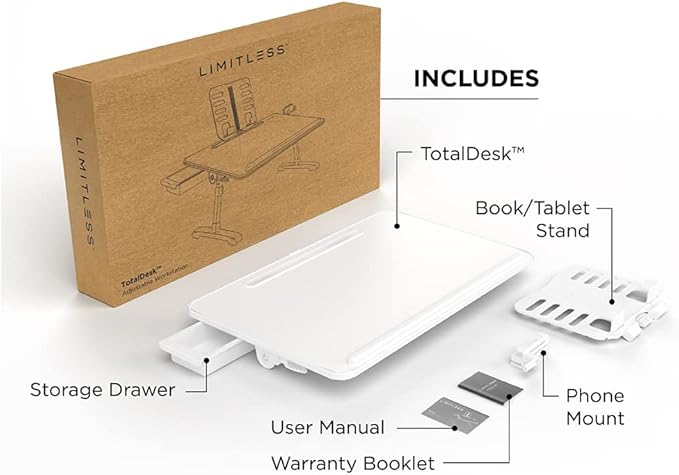 Limitless TotalDesk Portable Workstation and Lap Desk with Adjustable Height & Tilt (White) - Image 5