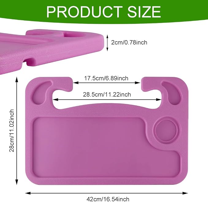 Car Steering Wheel Desk, Portable Car Tray, Durable Multi-Functional Travel Workstation with Cup Holder, Car Essentials Portable Laptop Tray & Eating Table for Most Vehicles Road Trip (Pink) - Image 2