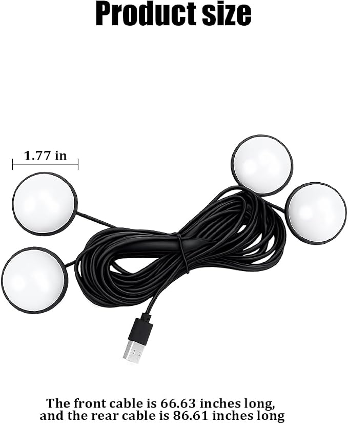 Car Interior LED Lights, 4 in 1 USB Port Automotive Ambient Neon Light Kit, Vehicle Center Console Dashboard Strip Lamps Decoration Accessories, Universal for SUV Truck Sedan (White) - Image 2