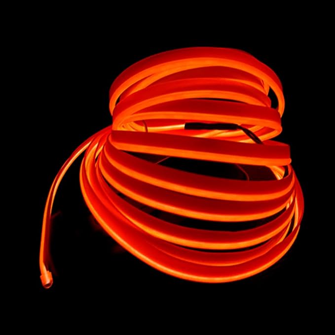 El Wire Orange Interior Car LED Strip Lights, 10M Neon Wire USB 5V with Fuse Protection for Automotive Interior Decoration, with 6mm Sewing Edge - Image 3