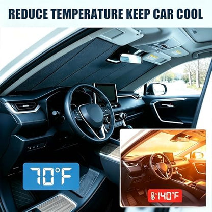 Custom Fit Windshield Sun Shade for Ram 1500 2019-2026 with 5 inch Wide Sensor, Foldable 3-Layer High Reflective Silver Sunshade, Blocks UV Rays and Reduces Cabin Heat - Image 2