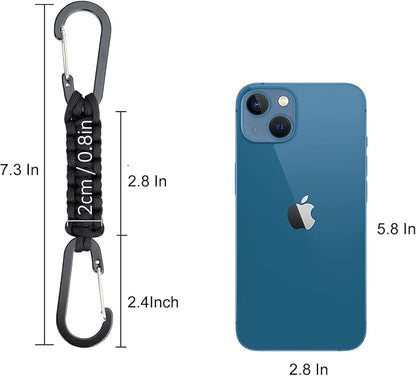 BRAVESHINE Paracord Keychain Carabiner Clip | D Ring Hanger Lanyard Hook | 7.3inch Long | for Stroller, Water Bottle, Key, Backpacks, Men, Women, Luggage, Car Seat Headrest, Fence, Bag Charms - Image 3