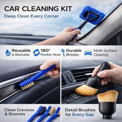 36Pcs Car Detailing Kit, Car Detailing Brush Set, Car Wash Cleaning Kit, Car Detailing Brushes, Professional Car Care Kit for Interior Exterior Wheels, Blue - Image 7