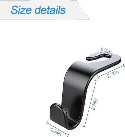 4 Pack Curved Headrest Hooks for Vehicle Seats, Black Style 2 | rear-row hanging storage, supports bags coats and groceries, fits matching headrest posts, interior accessory - Image 2