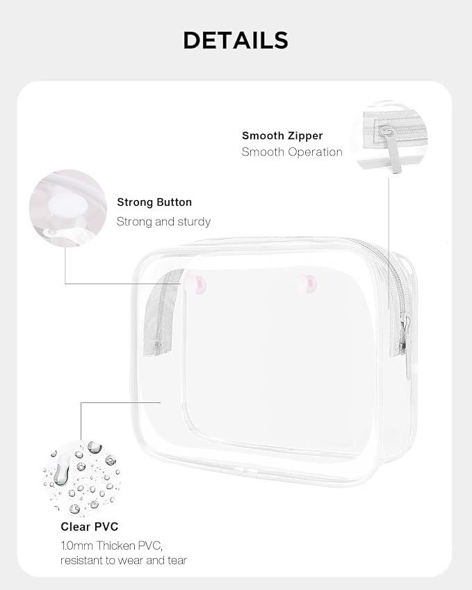 4 Pack Clear Bogg Beach Makup Bag Accessories with 3 Pack Insert Hooks for Bogg Bags, Clear Bogg Makeup Pouches Phone Holder for Bogg Bags Divider Storage Inner Compatible Pouch Travel Cosmetic Bag - Image 4