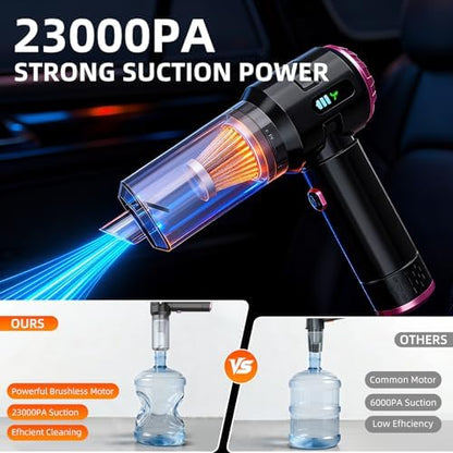 Handheld Vacuum Cleaner Cordless, 23000Pa Powerful Car Mini Vacuum Cleaner, Rechargeable Portable Lightweight dust Catcher for Home Car Carpet Stairs Pet Hair Deep Cleaning（Black-Purple） - Image 2