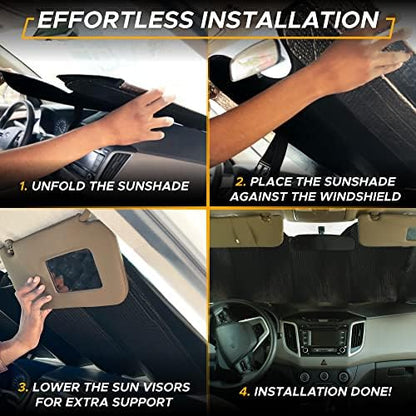 EcoNour Accordion Car Windshield Sun Shade for Trucks | Car Window Shades for Large SUVs & Pickups | UV Blocker Sun Visor for Interior Protection & Heat Control | XL (66 x 27 Inches) - Image 5