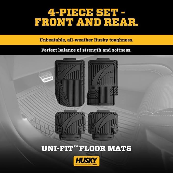 Husky Liners Uni-Fit | Universal Automotive Floor Mats | All Weather Protection for Cars, Trucks, Vans, SUV's | Easy Trim-to-Fit, Black, 4 pcs. - 51509 - Image 2