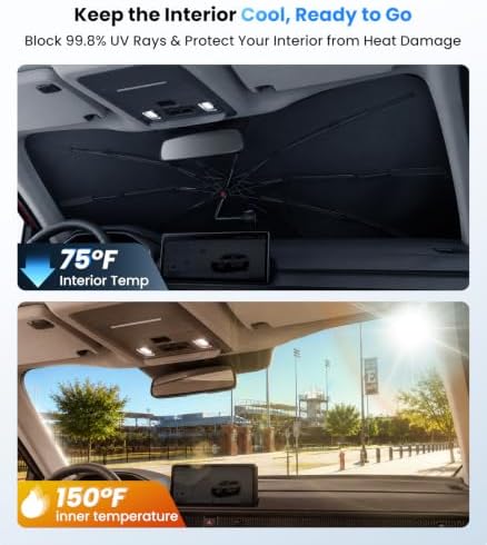 Zanch 2026 Upgraded Windshield Sun Shade Umbrella: Custom Fit for Honda CRV 2016-2026 Front Window Sunshade, Block UV Rays & Keep Car Cool, 1:1 Scan for CRV, No Gaps & No Scratches. - Image 3