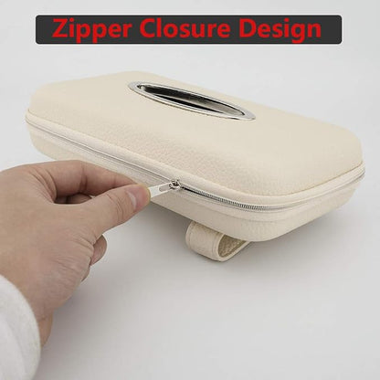 Car Tissue Holder, Sun Visor Napkin Holder, Car Visor Tissue Holder, PU Leather Backseat Tissue Case Holder for Auto,Vehicle (Beige) - Image 5