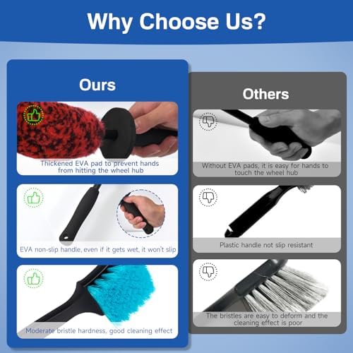 4 Pack Car Wheel and Tire Cleaner Brushes Kit Auto Motorcycle Rim Hub Ultra Soft Microfiber No Spatter Bendable Woolies Bristle Cleaning Set - Image 6