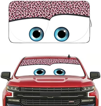 Gven Windshield Sun Shade Car Sun Shade 2025 Pink Car Accessories for Women Shades for Front Window Girly Windshield Cover Sunshades for Summer Heat Portection(Pink Leopard, L) by Gven