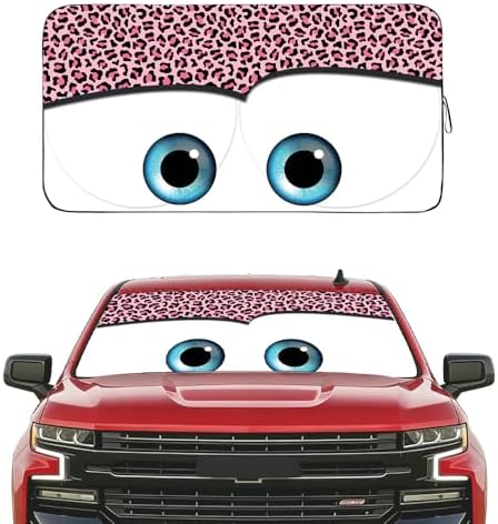 Gven Windshield Sun Shade Car Sun Shade 2026 Pink Car Accessories for Women Car Shades for Front Window Girly Windshield Cover Sunshades for Summer Heat Portection(Pink Leopard, S) by Gven